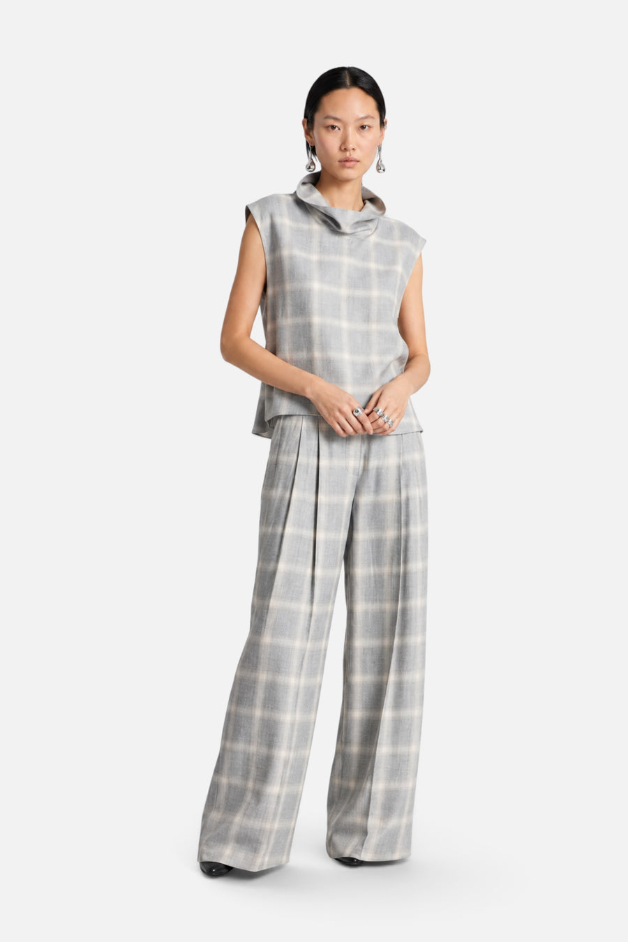 Saint Art Kingsley Pant in Grey/White – front view