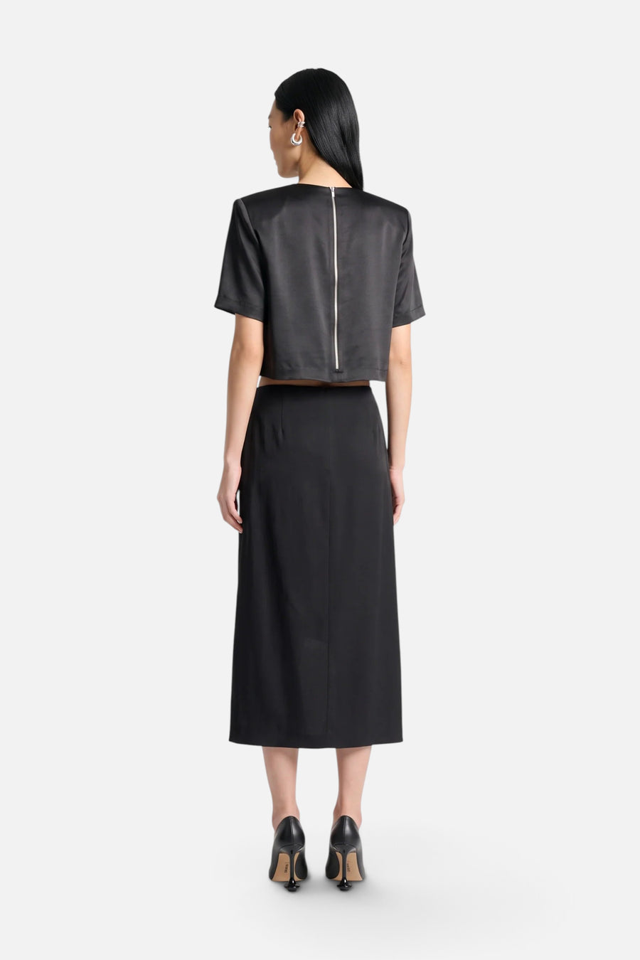 Saint Art Penny Charmeuse T-Shirt in Black – back view