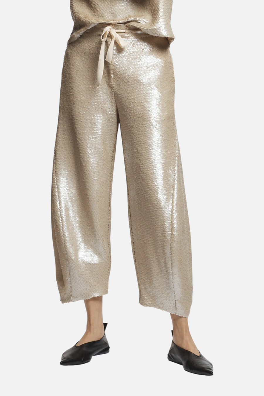 Saint Art Shane Sequin Barrel Pant in Pearl – side view