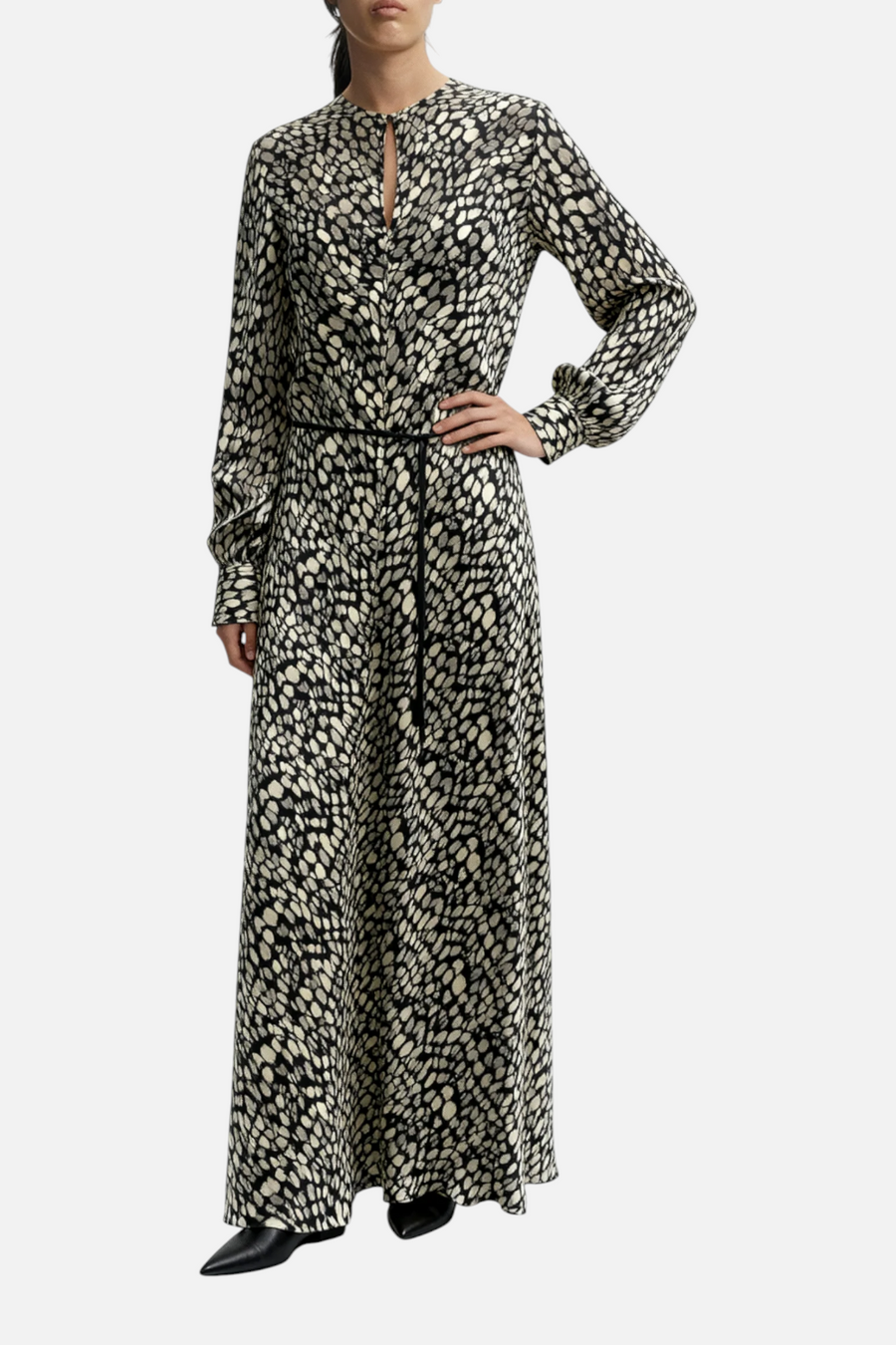 Saint Art Stefan Long Sleeve Dress in Black & White – front view