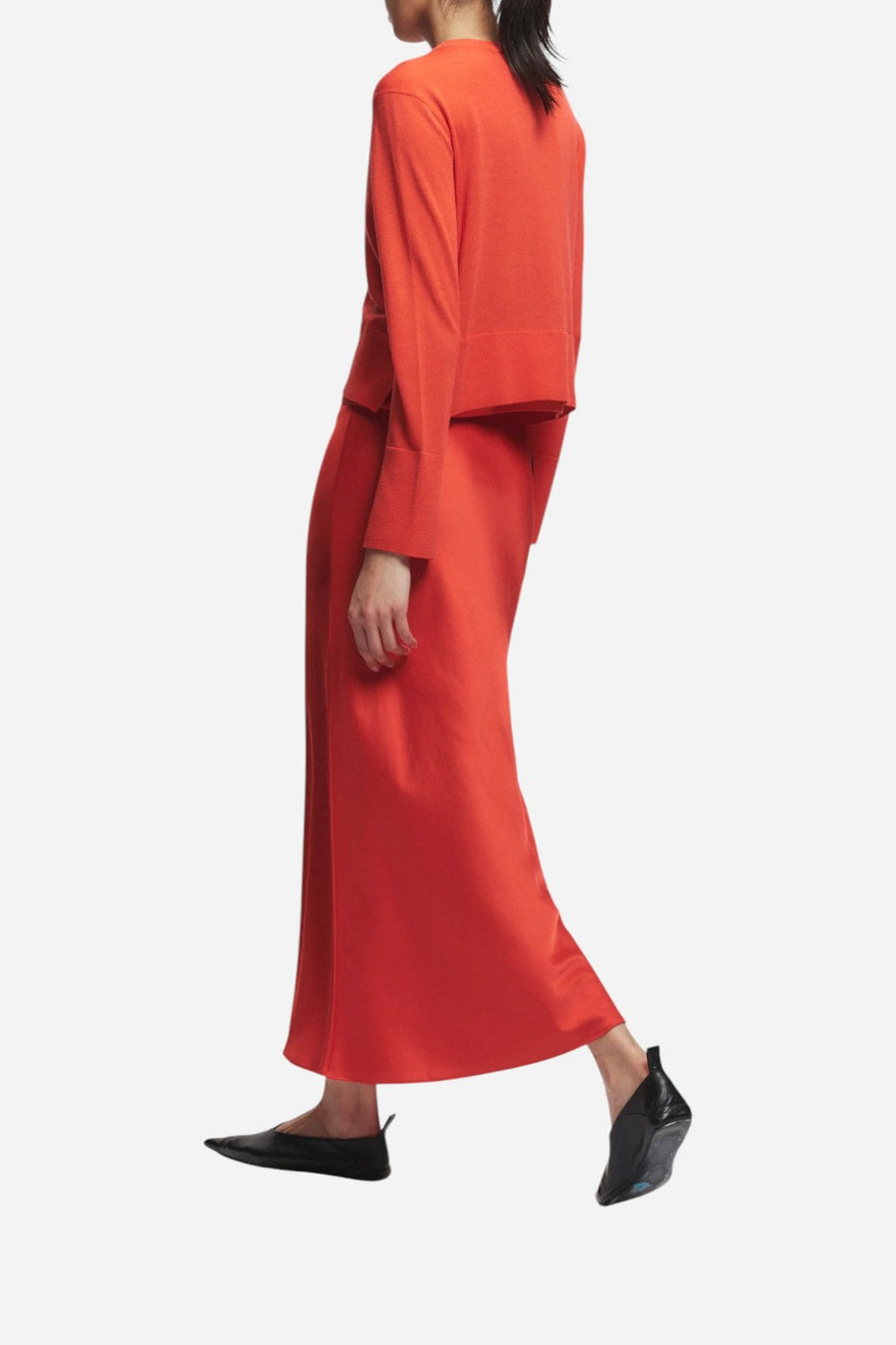 Saint Art Talia Charmeuse Maxi Skirt, Grenadine – back view