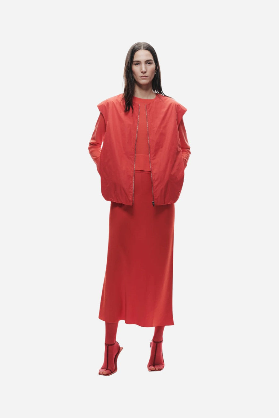 Saint Art Talia Charmeuse Maxi Skirt, Grenadine – detail