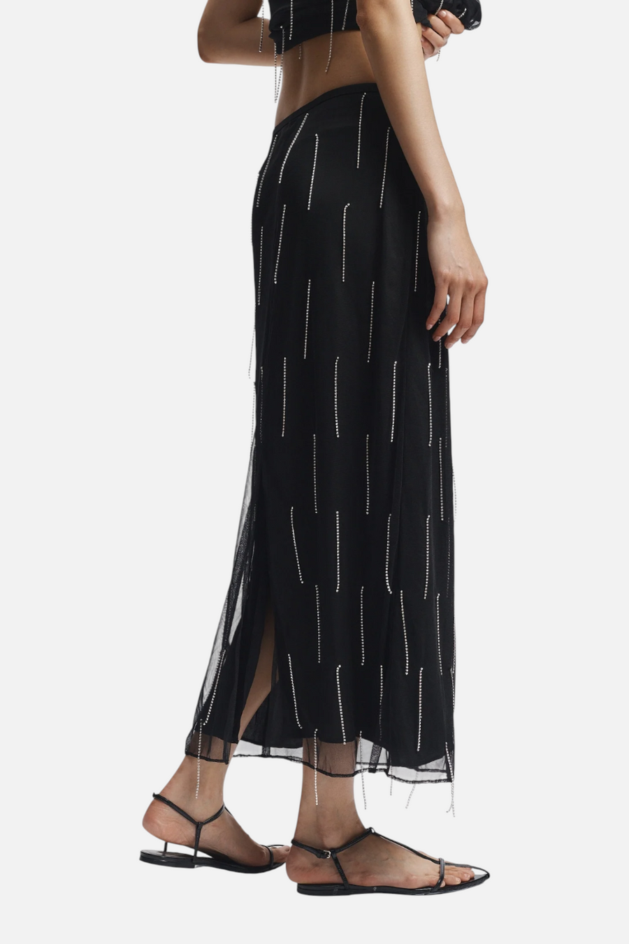 Saint Art Women's Billie Fringe Skirt in Black – back view