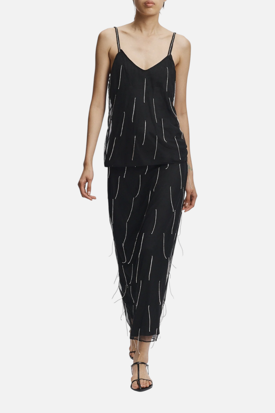 Saint Art Women's Billie Fringe Skirt in Black – side view