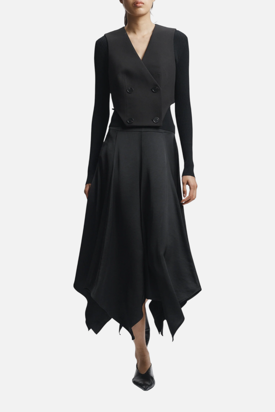 Saint Art Women's Landon Panel Skirt in Black – front view