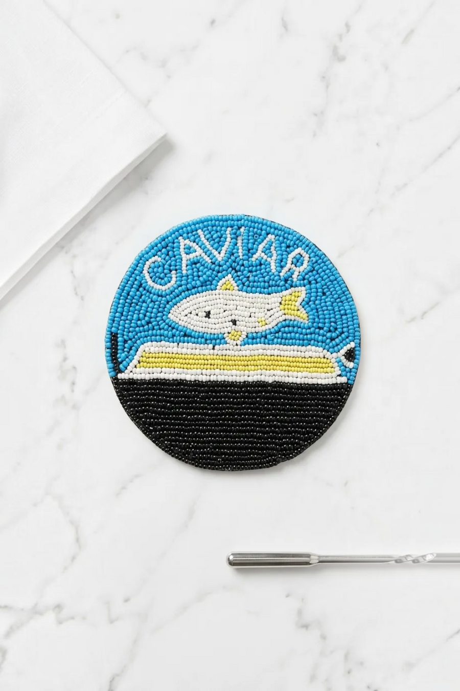 Saint Austin Company Caviar Beaded Coaster Set – back view