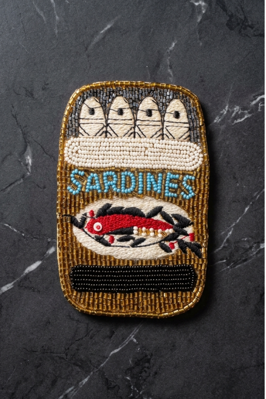 Saint Austin Company Sardines Beaded Coaster Set – back view