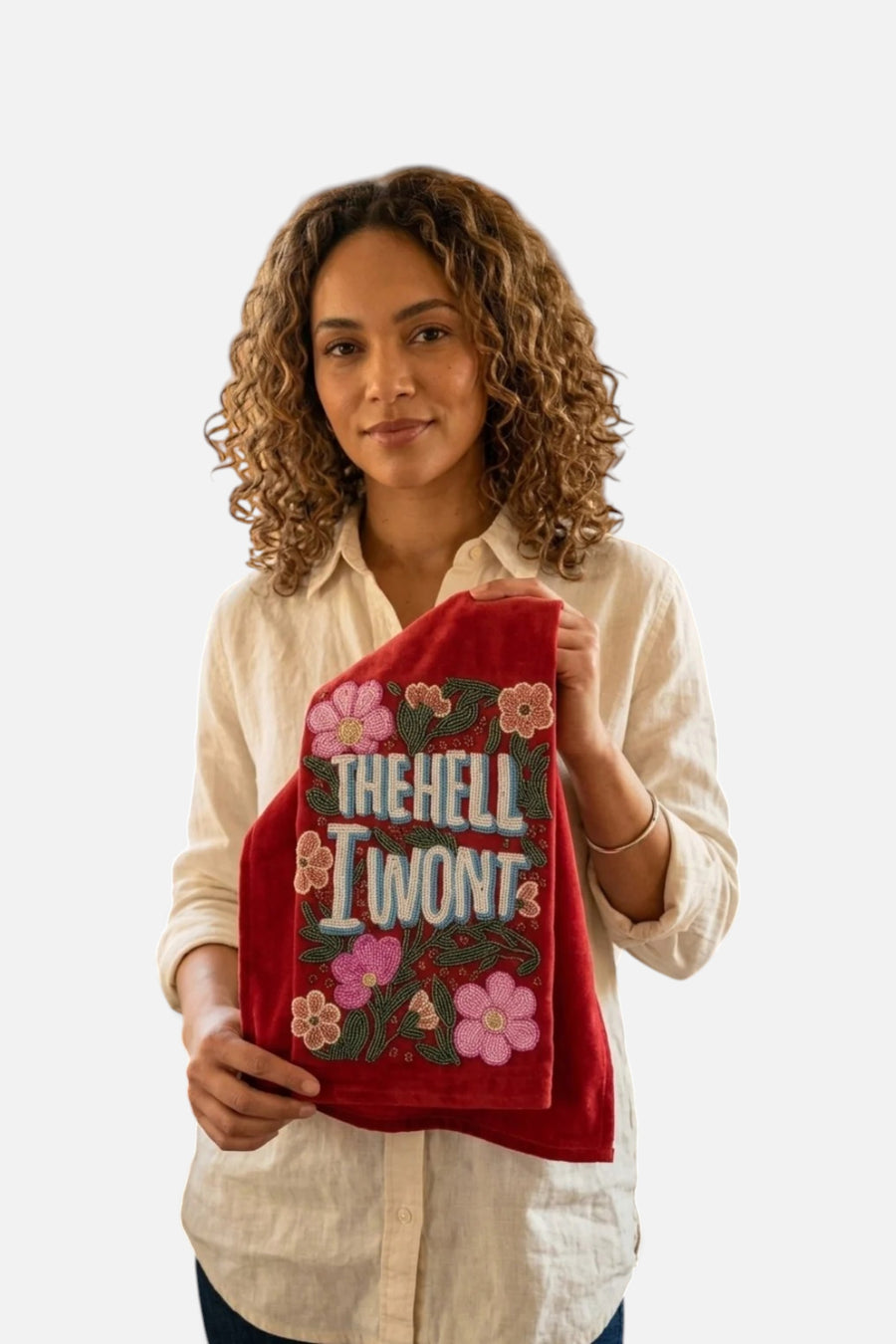 Saint Austin Company The Hell I Won't Beaded Towel – detail