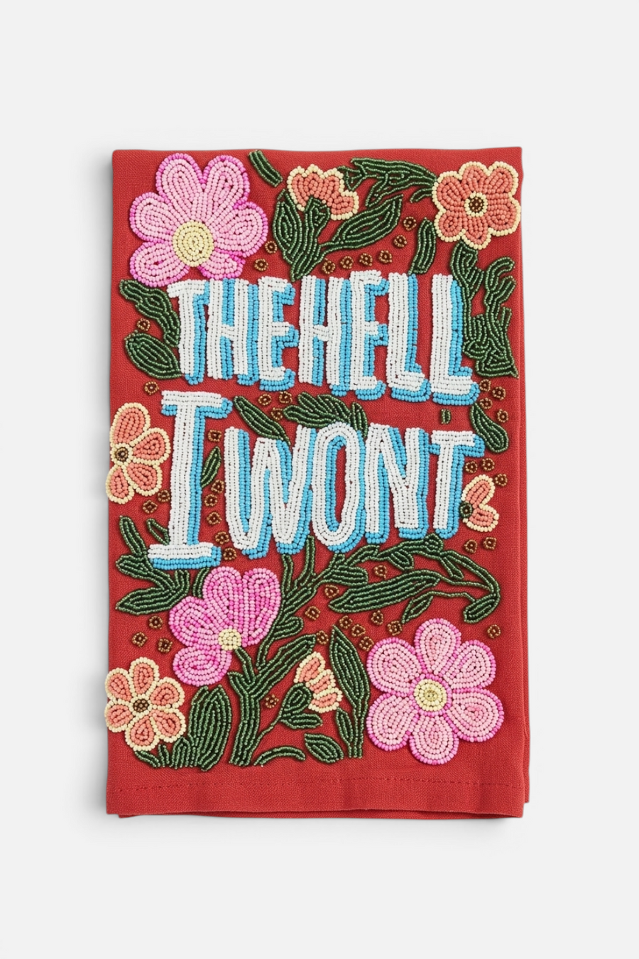 Saint Austin Company The Hell I Won't Beaded Towel – front view