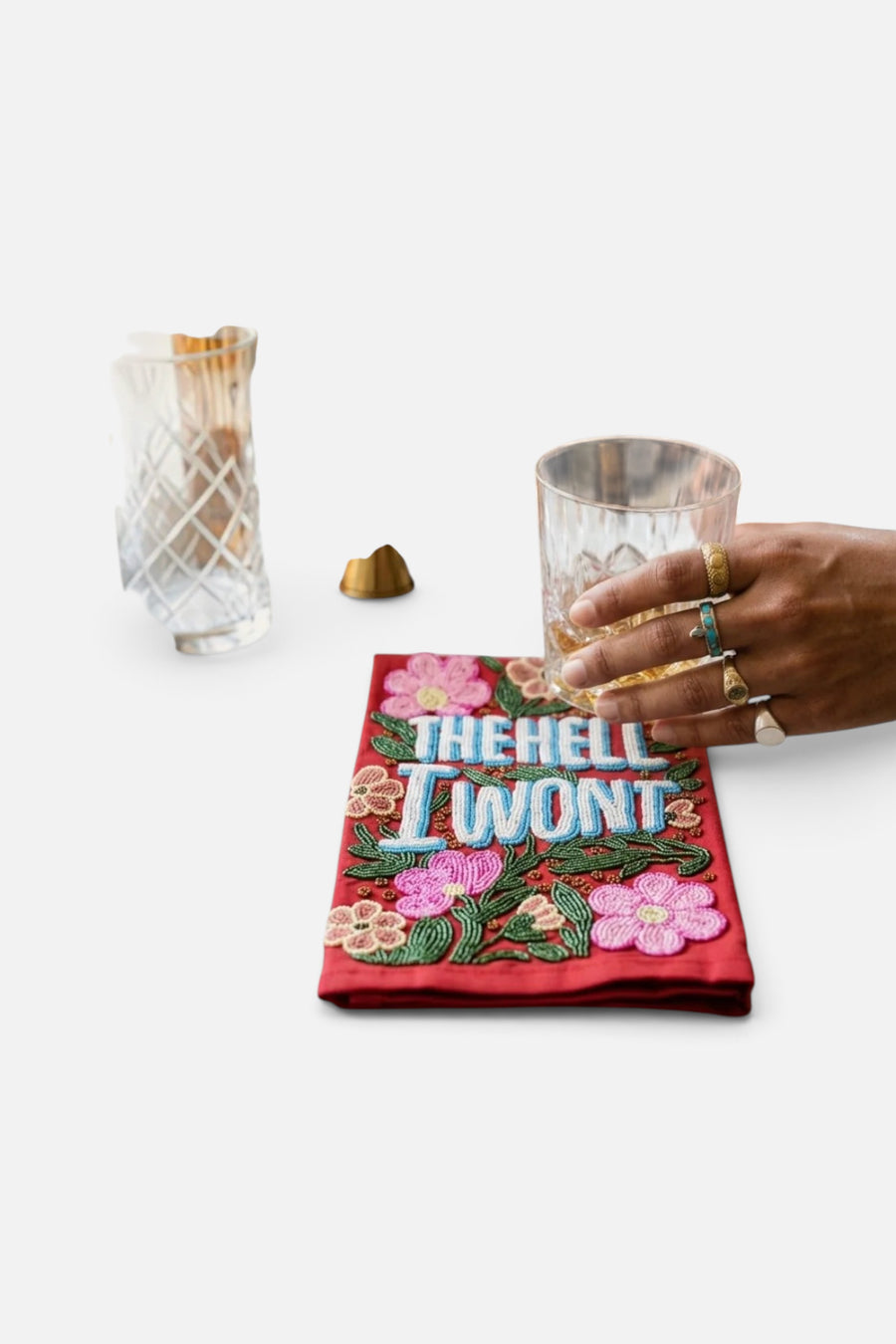 Saint Austin Company The Hell I Won't Beaded Towel – side view