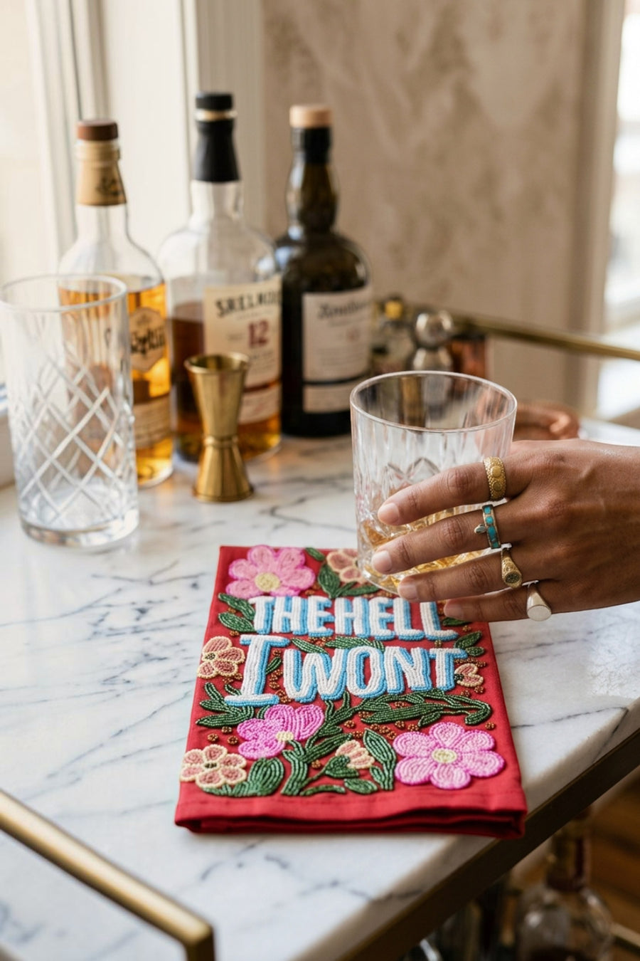 Saint Austin Company The Hell I Won't Beaded Towel – side view