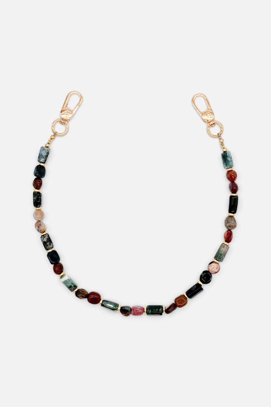 Salt Beaded Phone Strap Wristlet with Gold Hardware – front view
