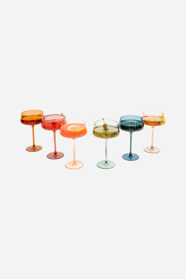 Saludi Glassware Coupe Glasses Multi-Color Set of 6