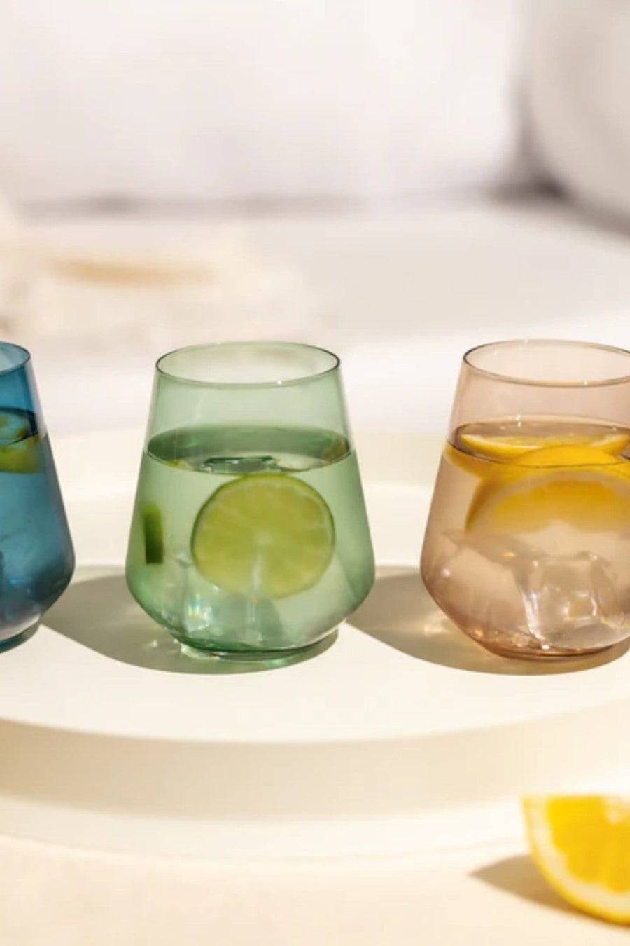 Saludi Glassware Stemless Wineglasses Multi-Color Set of 6 – back view