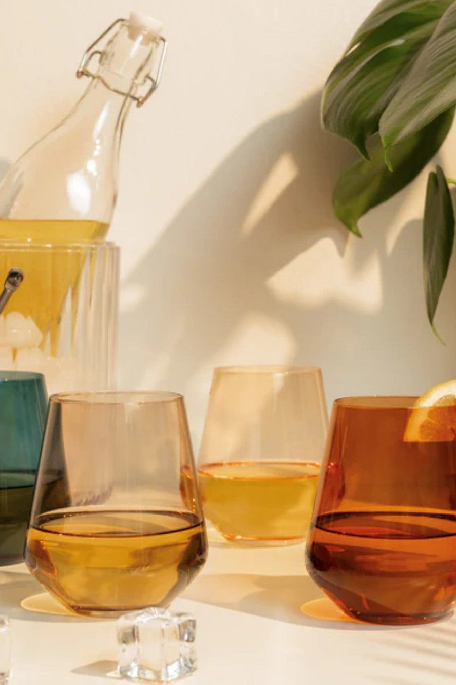 Saludi Glassware Stemless Wineglasses Multi-Color Set of 6 – side view