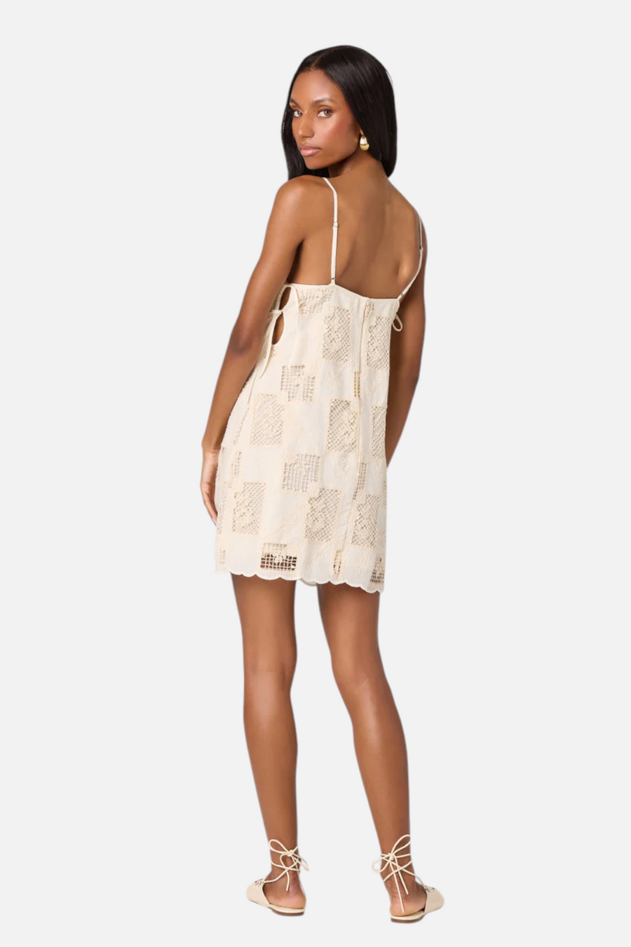 ASTR The Label Samira Embroidered Eyelet Mini Dress in Natural