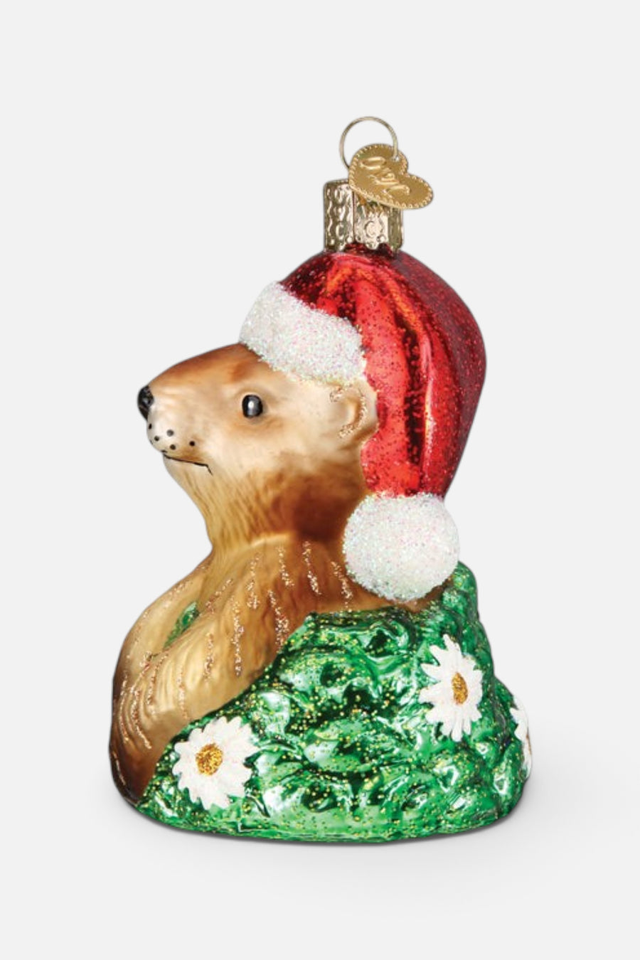 Santa Groundhog Ornament – side view