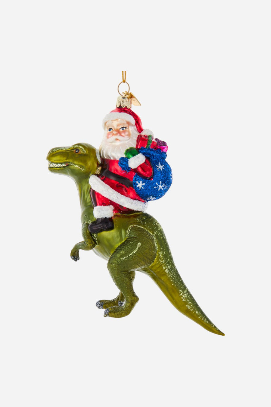 Santa On Dinosaur Ornament – front view