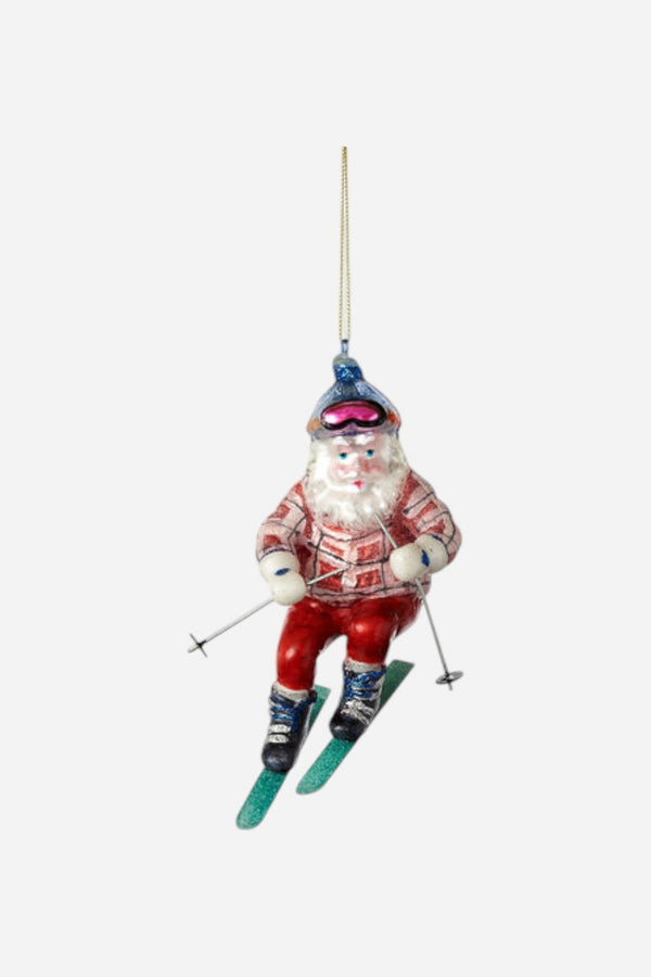 Santa Skier Ornament