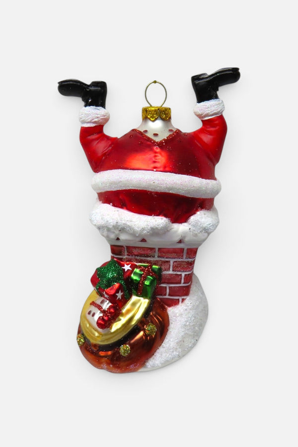Santa Stuck in Chimney Ornament