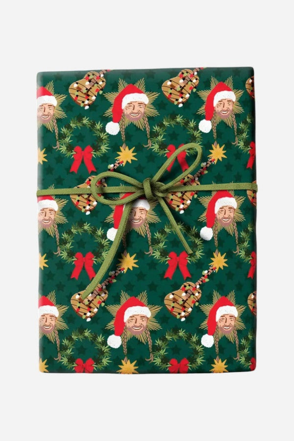 Santa Willie Nelson Wrapping Paper - Single Sheet