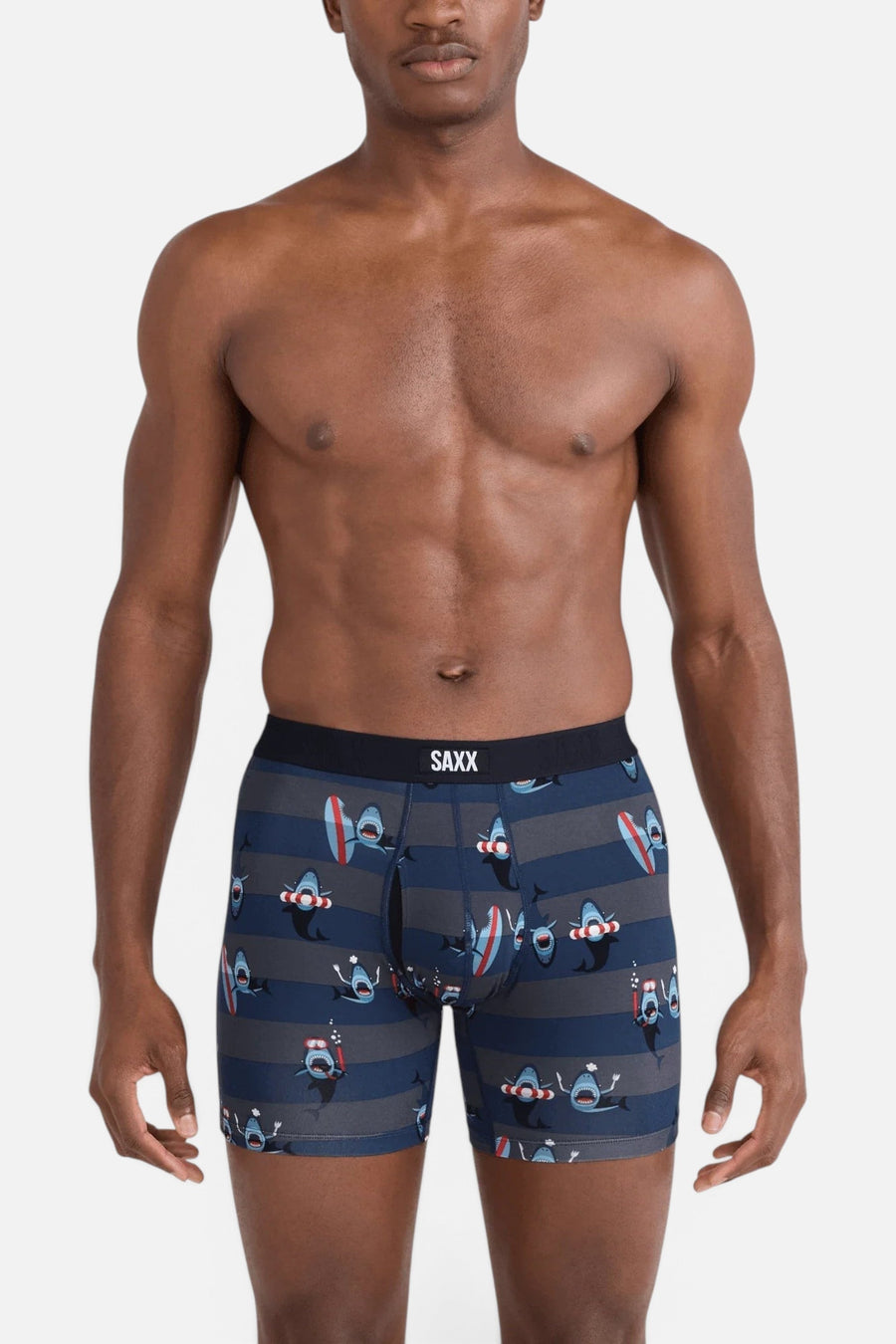 Saxx Men's Vibe Xtra Soft Comfort Boxer Brief in Shark Bite – on model