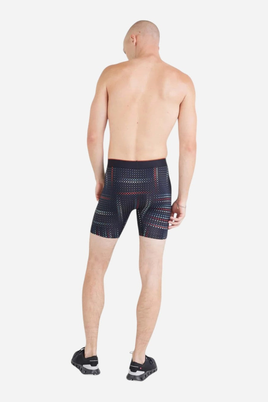 SAXX Multi-Sport Mesh Boxer Brief in Optic Grid Black – on model