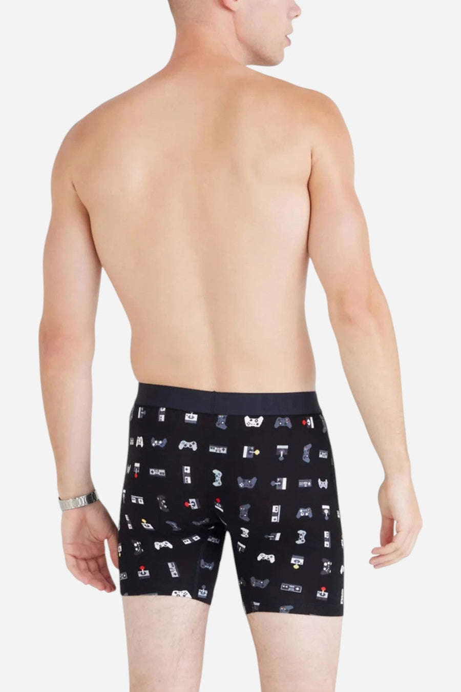 SAXX Vibe Xtra Super Soft Boxer Brief in Gamer-Black – on model