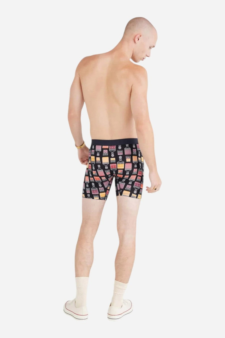 SAXX Vibe Xtra Super Soft Boxer Brief in Top Shelf-Black – on model