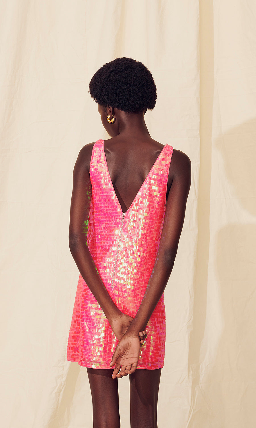 Saylor Dorah Mini Dress in Fringe Sequin – side view
