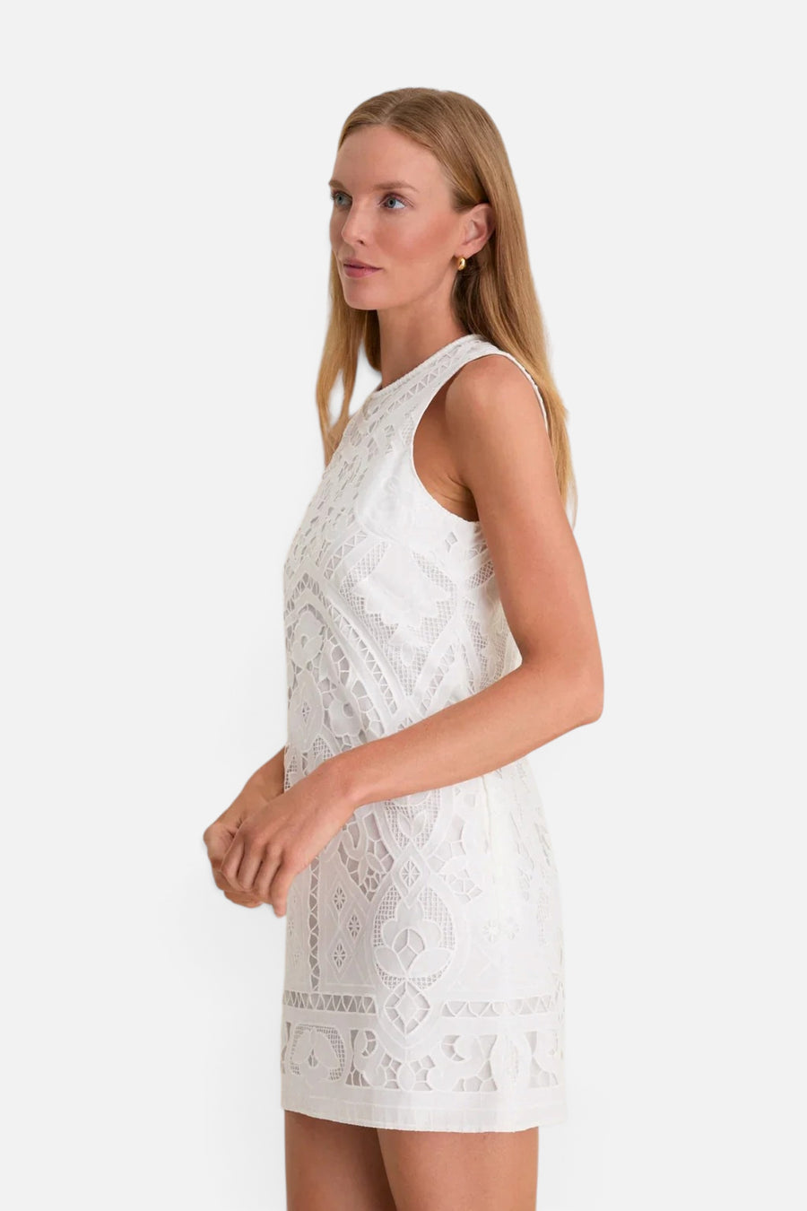 Saylor Margie Mini Dress in White – side view