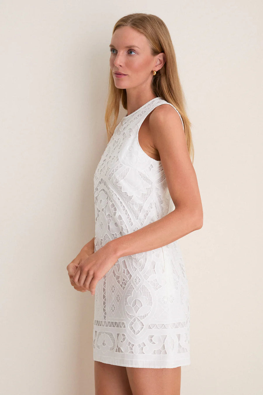 Saylor Margie Mini Dress in White – side view