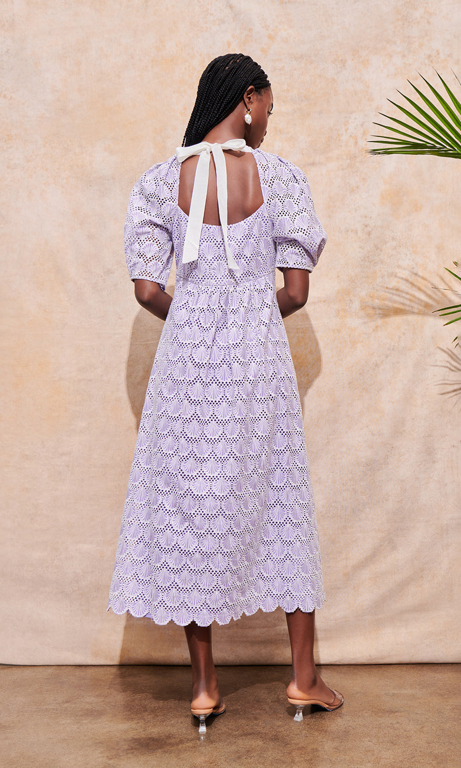 Saylor Wilhelmina Shell Eyelet Midi Dress – back view