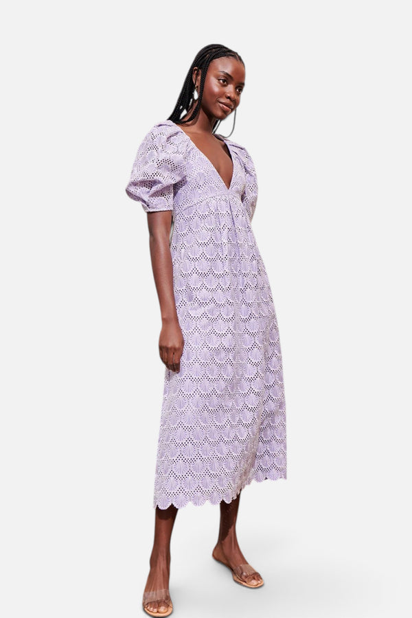 Saylor Wilhelmina Shell Eyelet Midi Dress