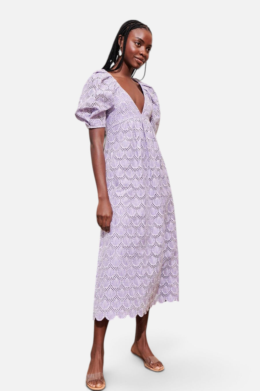 Saylor Wilhelmina Shell Eyelet Midi Dress – side view