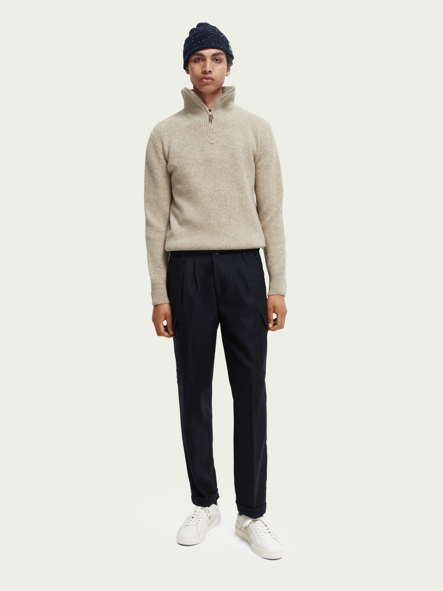 Scotch & Soda 169270 Wool-blended Half-Zip Pullover in Kit Melange – back view
