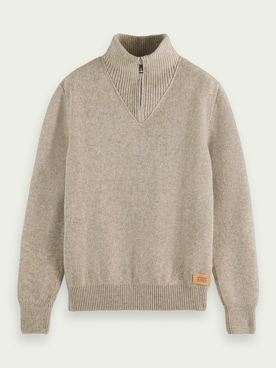Scotch & Soda 169270 Wool-blended Half-Zip Pullover in Kit Melange – flat lay