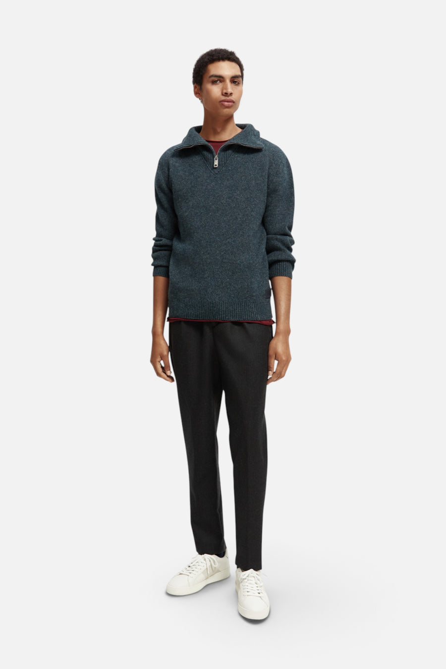 Scotch & Soda 169270 Wool-blended Half-Zip Pullover in Steel Melange – back view