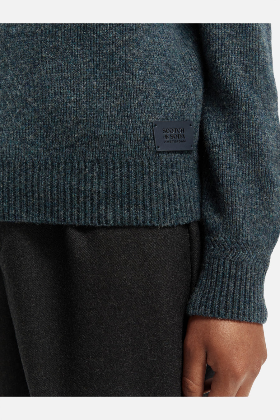 Scotch & Soda 169270 Wool-blended Half-Zip Pullover in Steel Melange – detail