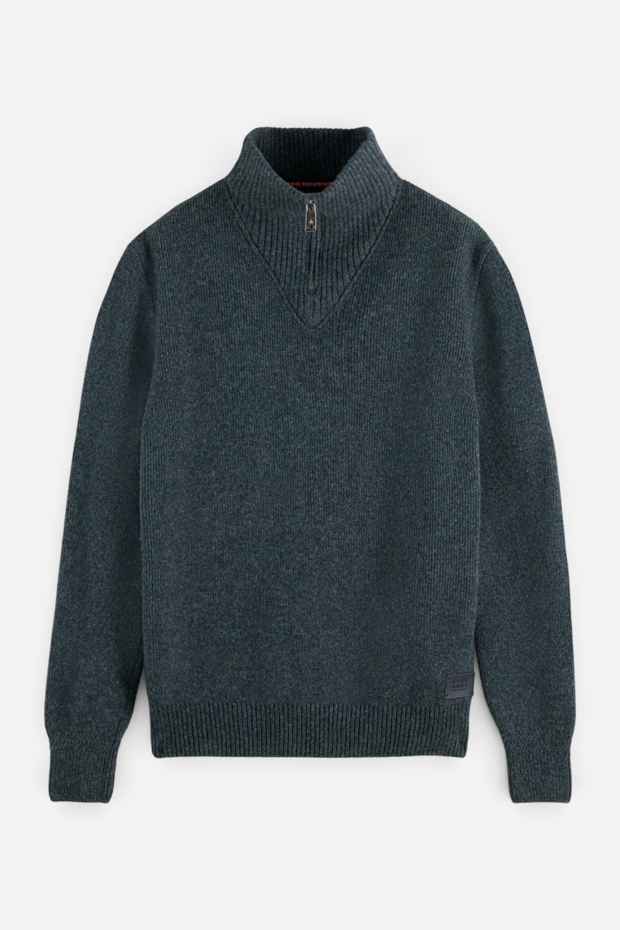 Scotch & Soda 169270 Wool-blended Half-Zip Pullover in Steel Melange – flat lay