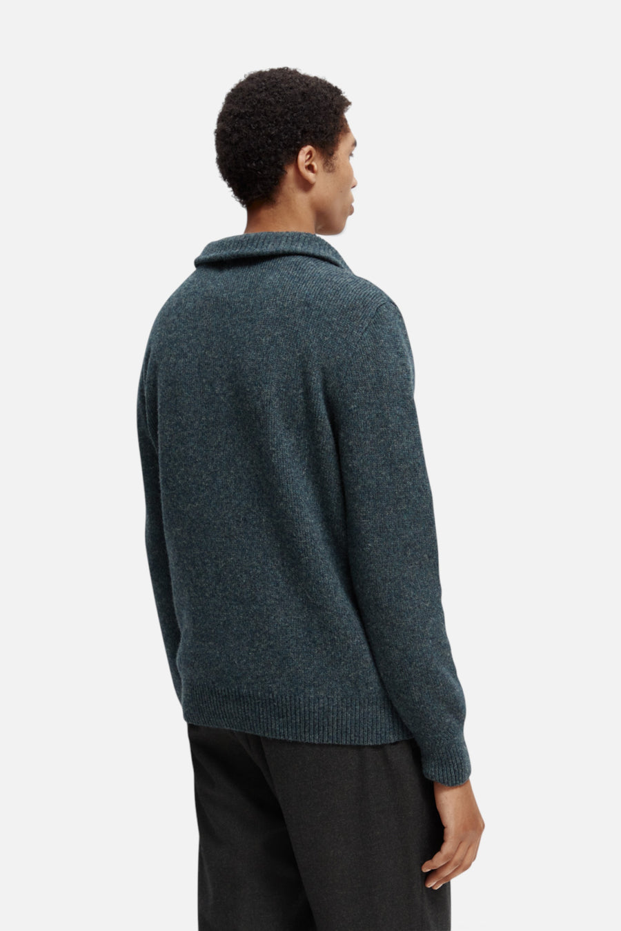 Scotch & Soda 169270 Wool-blended Half-Zip Pullover in Steel Melange – side view