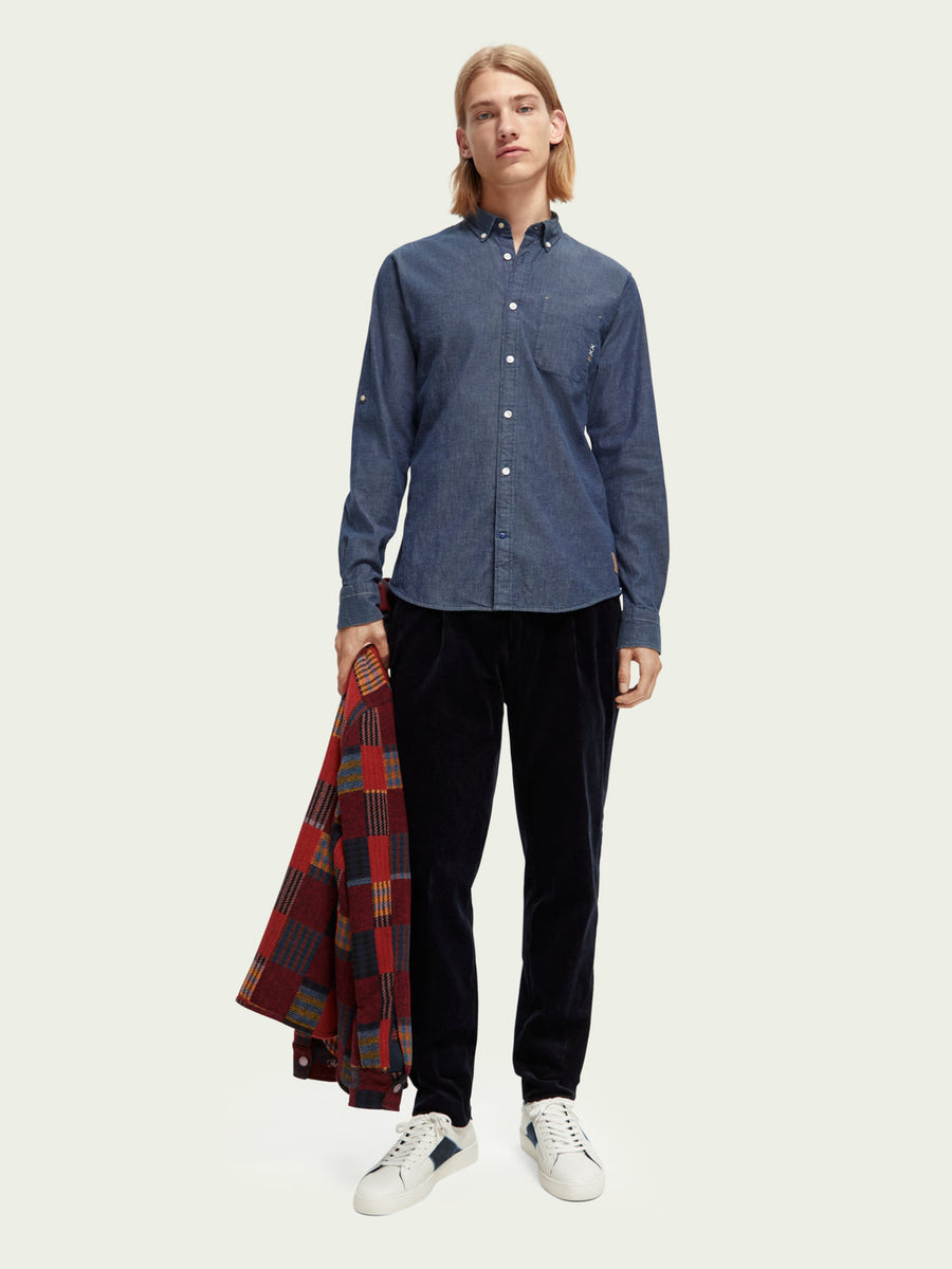 Scotch & Soda Indigo Stretch Chambray Shirt – back view