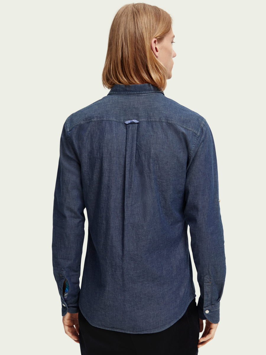 Scotch & Soda Indigo Stretch Chambray Shirt – detail