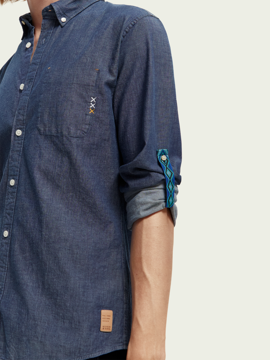 Scotch & Soda Indigo Stretch Chambray Shirt – side view
