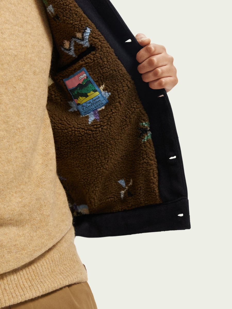Scotch & Soda Sherpa Lined Trucker Jacket – flat lay