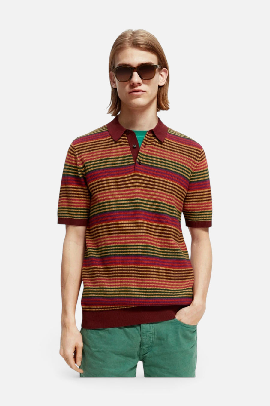 Scotch & Soda Structured Knit Polo In Combo A – front view