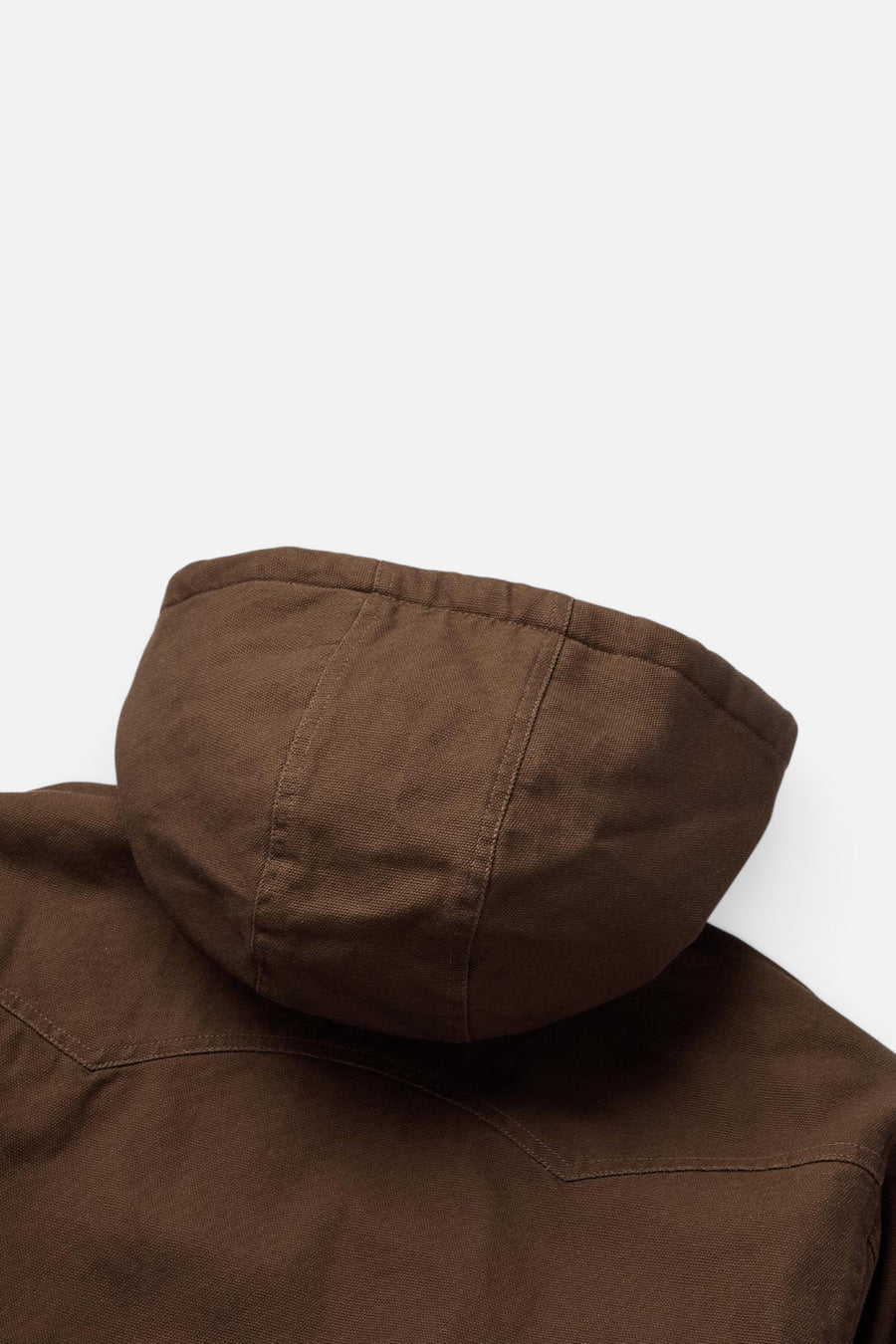 Seager Bison Insulated Jacket in Tobacco – hood detail