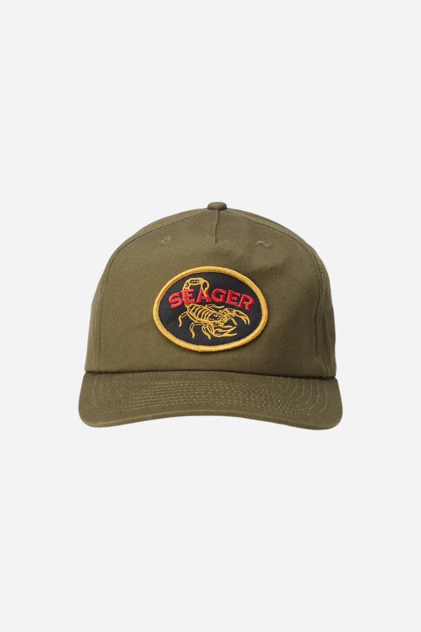 Seager Fat Tail Snapback Hat in Dark Green – back view