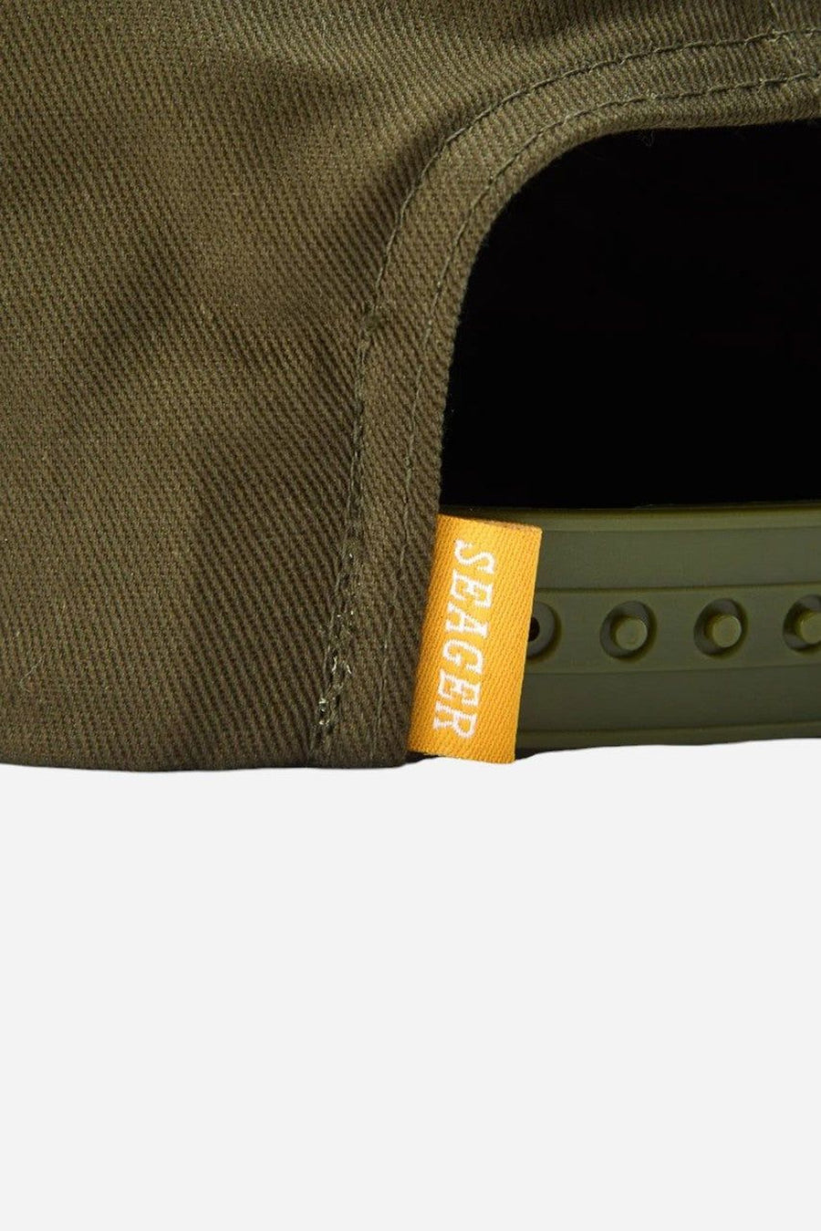 Seager Fat Tail Snapback Hat in Dark Green – flat lay
