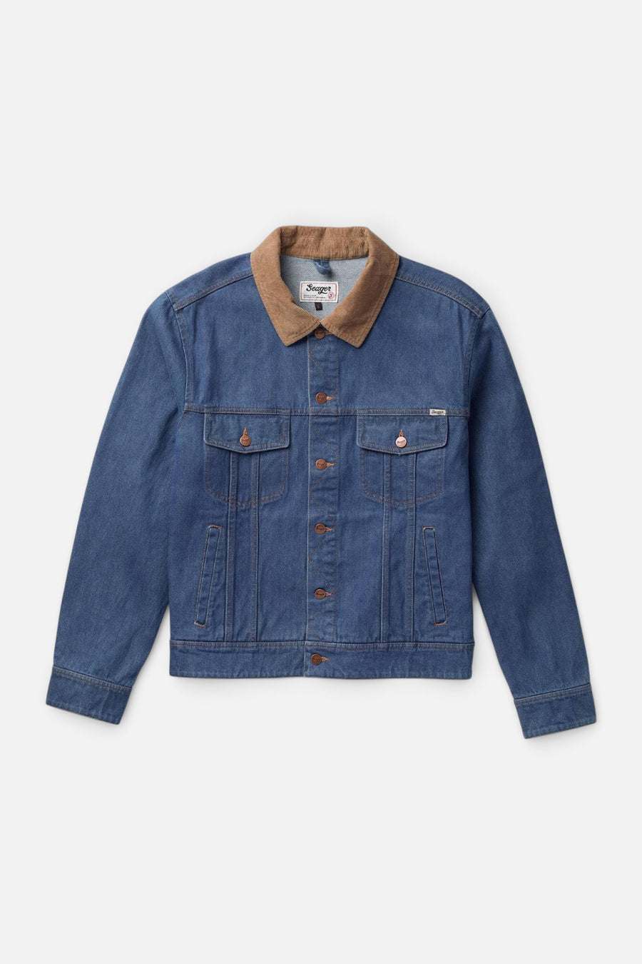 Seager Freewheelin' Denim Jacket in Rinsed Indigo – front view